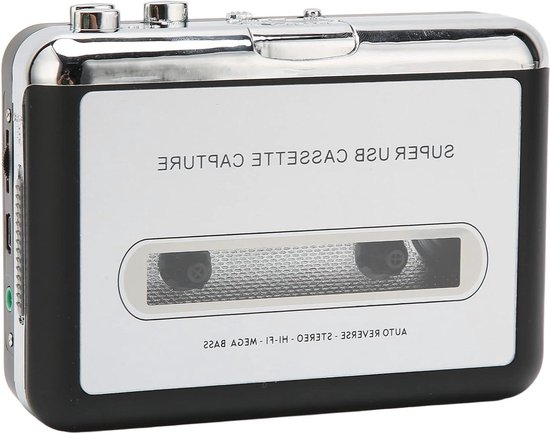 Foto: Draagbare usb cassettespeler voor mp3 audiomuziek compatibel met laptop en computer cassette speler