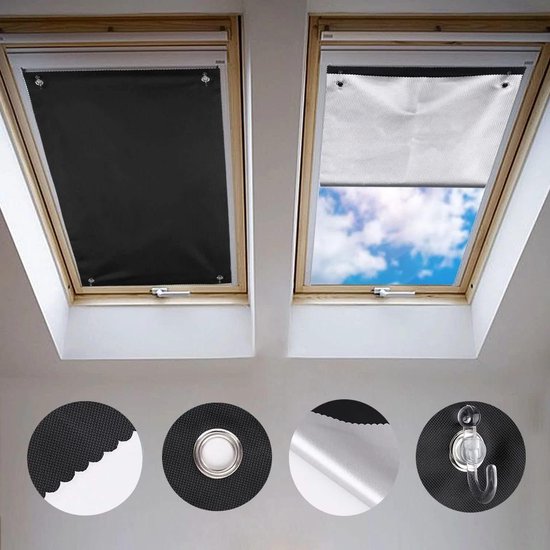 Foto: Rolgordijn thermo zonwering zilveren coating verduisterend velux dakraam ggu ggl gpu gpl ghl gtu gtl gxu gxl zonder boren zuignappen 60 x 73 cm rolgordijn