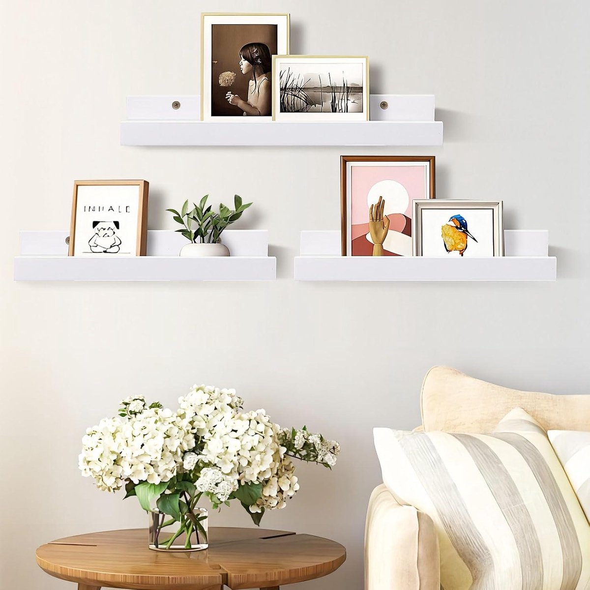 YMYNY Wandrek, zwevend rek met 4 verdiepingen, hout, wandboard in retro industrieel design, 60 cm, voor boeken, decoratie, planten, wijnflessen, stabiel, metalen frame, voor keuken woonkamer, kantoor