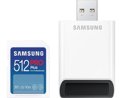 Samsung PRO Plus - SD Kaart met Kaartlezer - Geheugenkaart Camera - 180 & 130 MB/s - 512 GB