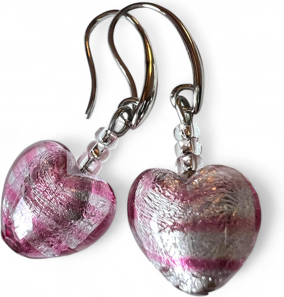 Corte Murrina - Oorbellen - Murano glas - Fiorenze – 12mm – Roze - Exclusief bij Bella Murano