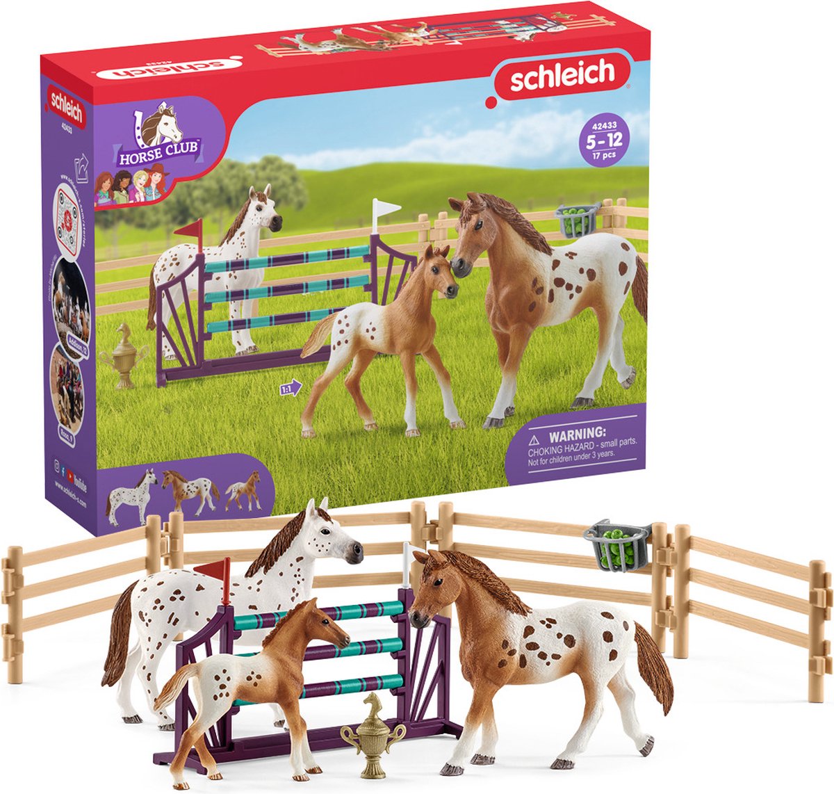 schleich HORSE CLUB - Lisa's toernooitraining - Kinderspeelgoed - Paarden speelgoed - 3 Appaloosa's en Hindernissen - 17 onderdelen — afbeelding 15