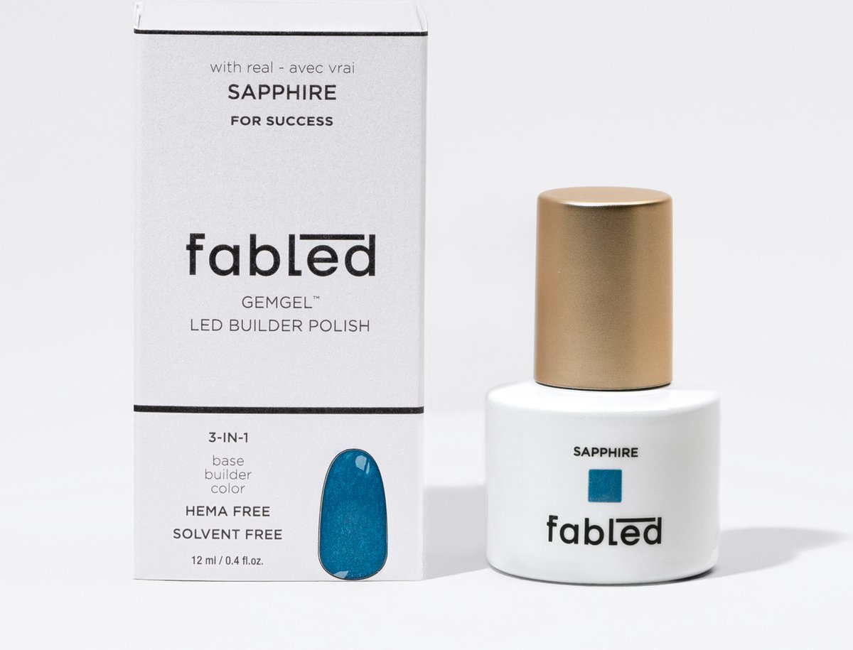 Goedkoopste Fabled® Sapphire 3-in-1 Gellak - Basis, Builder & Kleur - met Echte Edelstenen - Gellak Nagellak - 12ml