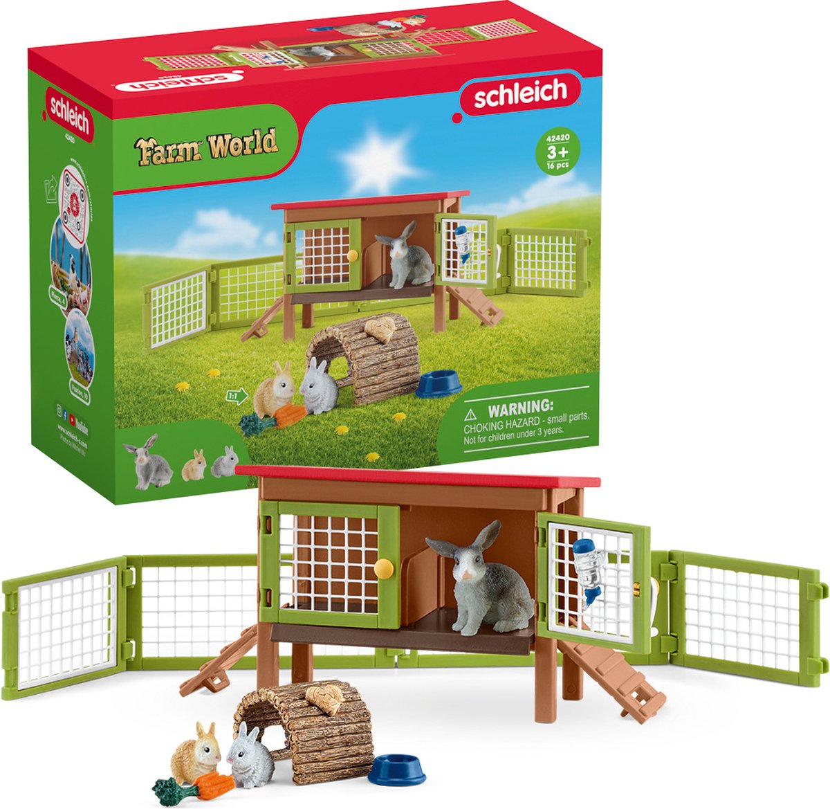 schleich FARM WORLD Speelfigurenset - Konijnenhok - Kinderspeelgoed voor Jongens en Meisjes - 3 tot 8 jaar - 42420 — afbeelding 10