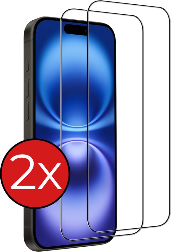 Screenprotector Geschikt voor iPhone 16 Screenprotector Glas Gehard Tempered Glass Full Cover - Screenprotector Geschikt voor iPhone 16 Screen Protector Screen Cover - 2 PACK