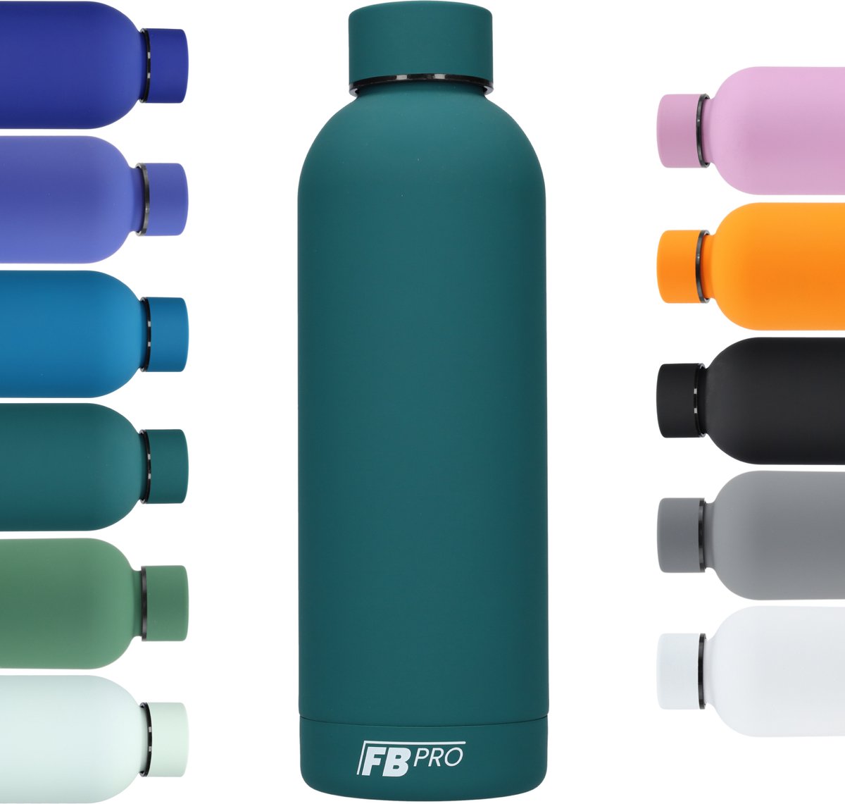 Thermosfles - Stevige RVS Thermoskan - Drinkfles met extra grip door het mat oppervlak! - Thermofles voor warme en koude dranken - Robuuste waterfles - 500ml - Donker Groen