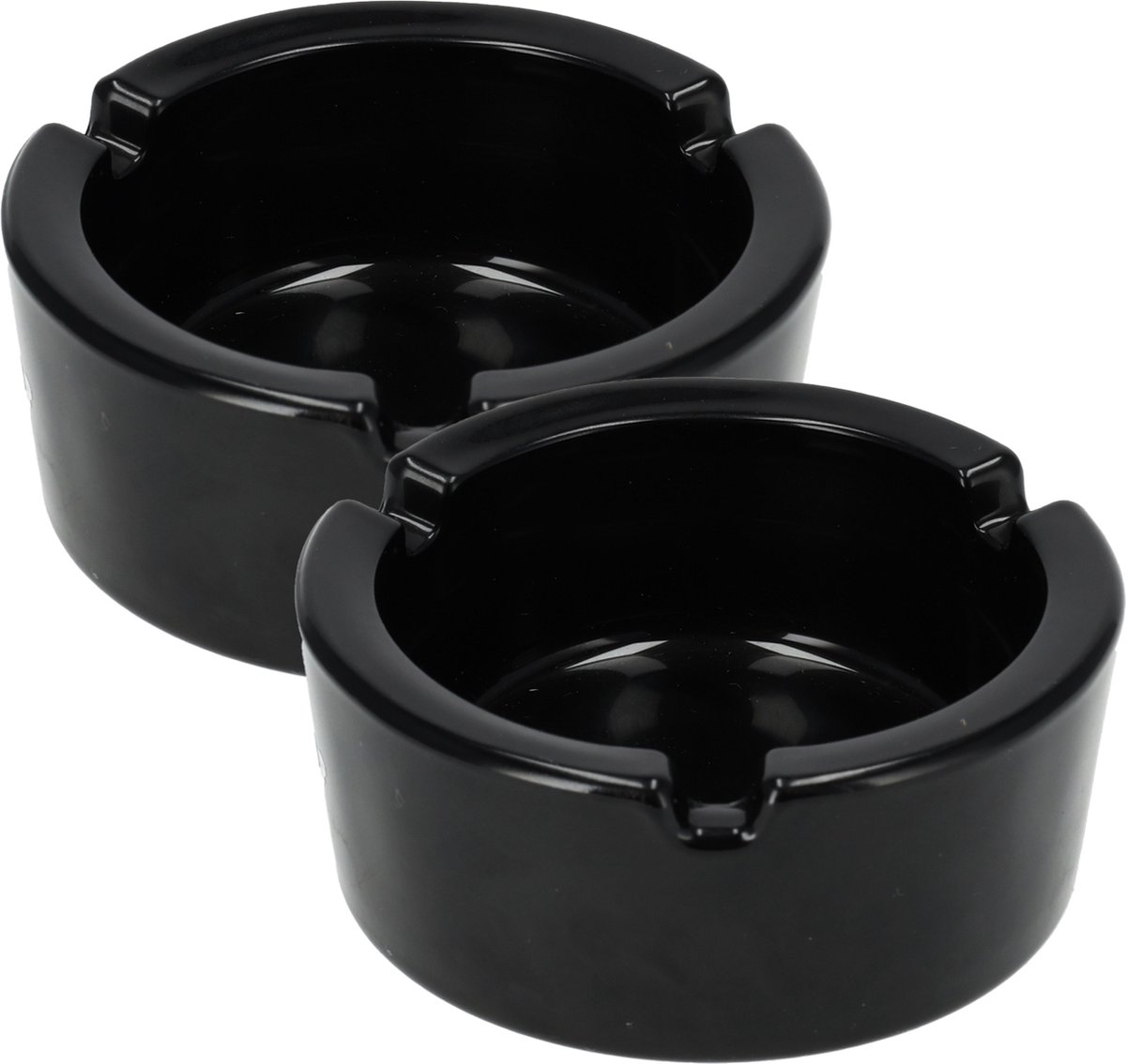 Goedkoopste Glazen Asbak 8.5cm | Zwarte Asbak Rond – Set van 2 | Tafelaccessoires voor Binnen
