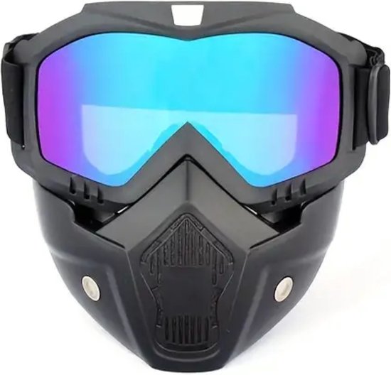 Nivard Airsoft Masker - Paintball - Mask - Tactical Helmet - Helm - Zwart - Blauw Vizier