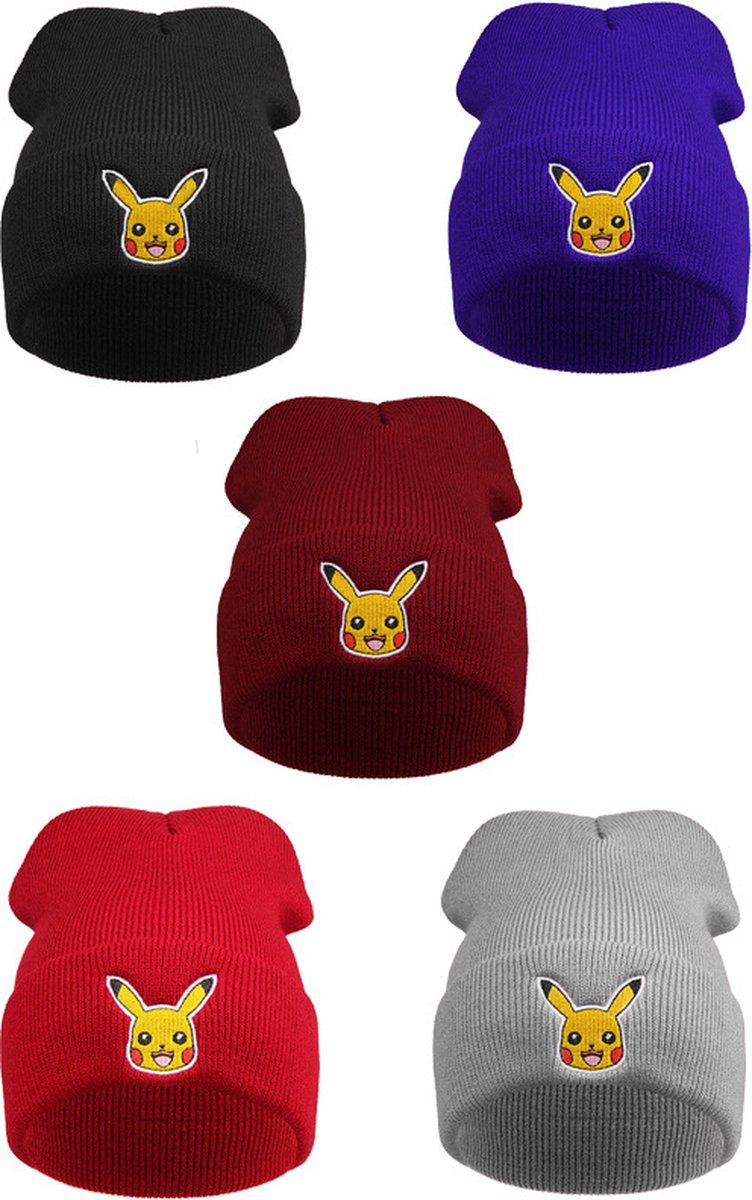 KIMU® Pika Hamster Cavia Muts Blauw - Volwassenen Kinderen - Laplander Gele Bontmuts Met Oortjes Dames Heren Jongens Meisjes Beanie Fleece Festival