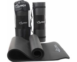 Jim24 Yogamat - Yoga mat Extra Dik - 15 mm - Fitness Mat - Sport Mat - Antislip - Slijtvast - Incl. Draagtas - Zwart