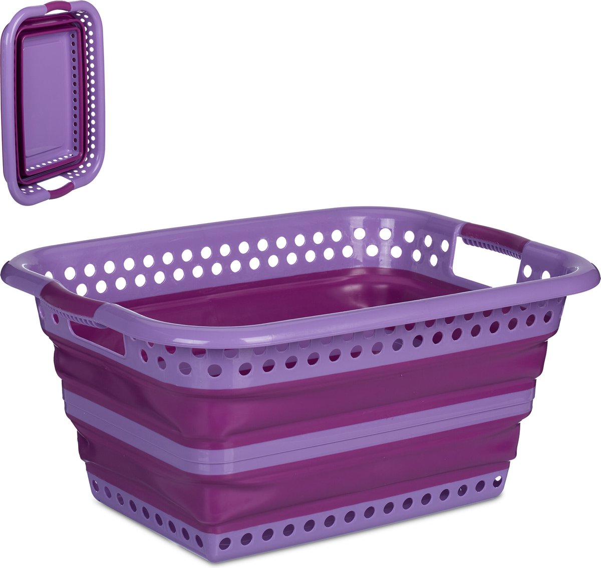 Goedkoopste wasmand opvouwbaar - 35 l - handvatten - kunststof - paars-felroze