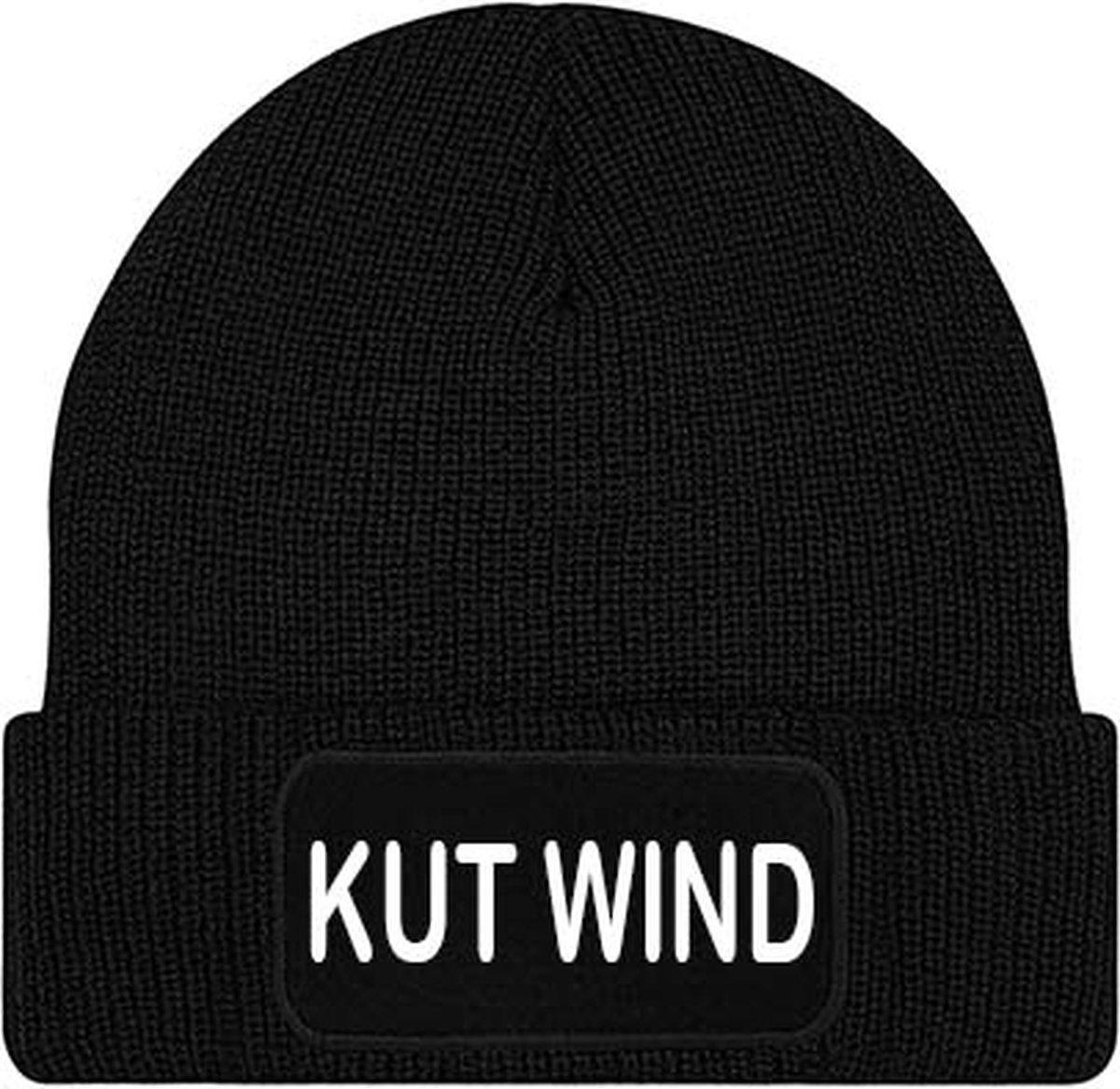 KUT WIND muts - Zwart (witte tekst) - Beanie - One Size - Uniseks - Grappige tekst - Wintersport - Aprés ski muts - ik wil zomer - Cadeau - Feestdagen - kerst - sint