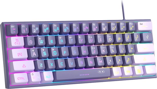 MageGee TS91 - Gaming Toetsenbord - Gaming - RGB Keyboard - 60% Keyboard - Ergonomisch - Violet