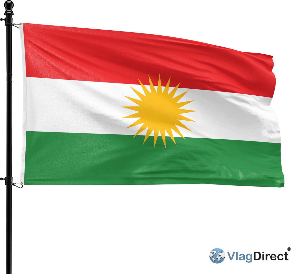 VlagDirect - Koerdische vlag - Koerdistan vlag - 90 x 150 cm.