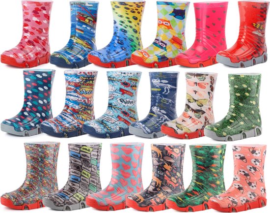 Ladeheid Kinder Regenlaarzen - Jongens Meisjes Antislip Zool - PVC -LA-ZT-SzuwarekBW - Schmetterling - 35/36