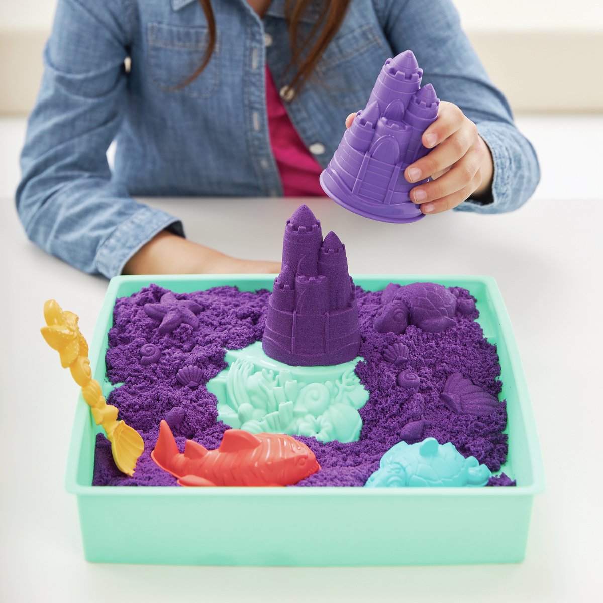 Kinetic Sand - Zandbak-set met 454 g paars origineel Kinetic Sand opbergzandbak 4 vormen en gereedschap - Sensorisch speelgoed — afbeelding 20