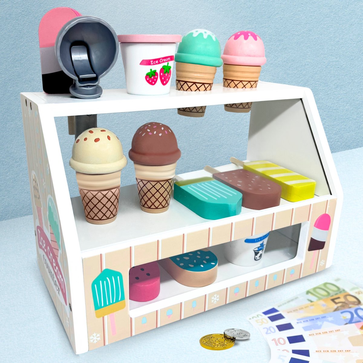 LiasToys - Houten ijs Speelset - keuken speelgoed - ijskraam - speelkeuken - Houten Speelgoed - Montessori - Keuken Accessoires - 3+ - Cadeau voor jongens en meisjes — afbeelding 3