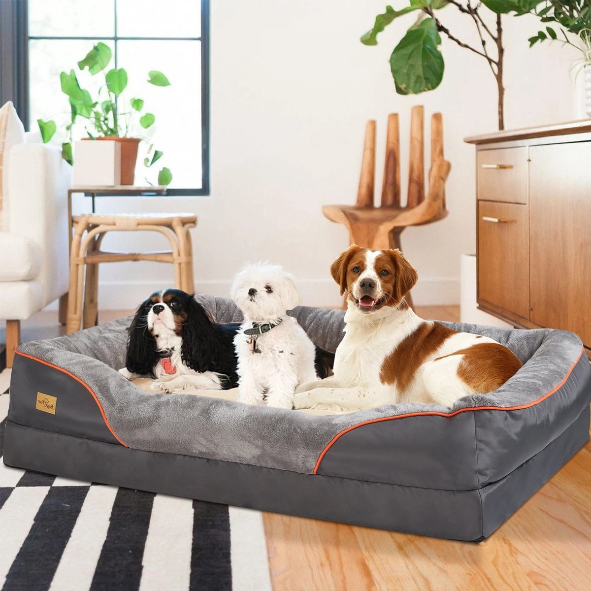 Whoopr® Hondensofa - Groot Hondenbed - Hondenmand - Zacht en Comfortabel - Anti-Allergie Warm Fleece - Verwijderbare en Wasbare Hoes - Waterdicht Huisdierbed - 135 x 100 x 33 cm - Maat 3XL