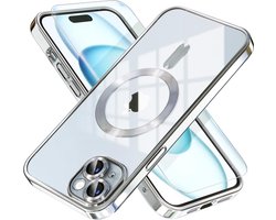 BixB hoesje met screenprotector geschikt voor iPhone 16 MagSafe siliconen Backcover - Zilver