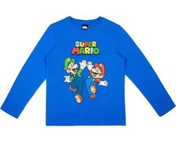 Super Mario t-shirt - blauw - Maat 116 / 6 jaar