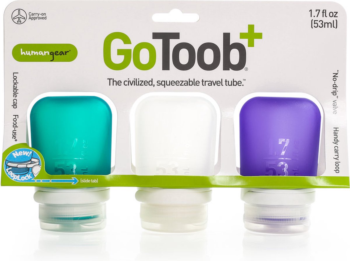 GoToob+ 3-Pack Small Clear/Purple/Teal 53ml