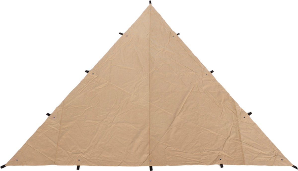 CanvasCamp Heavy Duty Canvas Tarp 4 x 4 x 4 m – Driehoekig Schaduwdoek – Waterafstotend Polykatoen 450 g/m² – Donker Zand