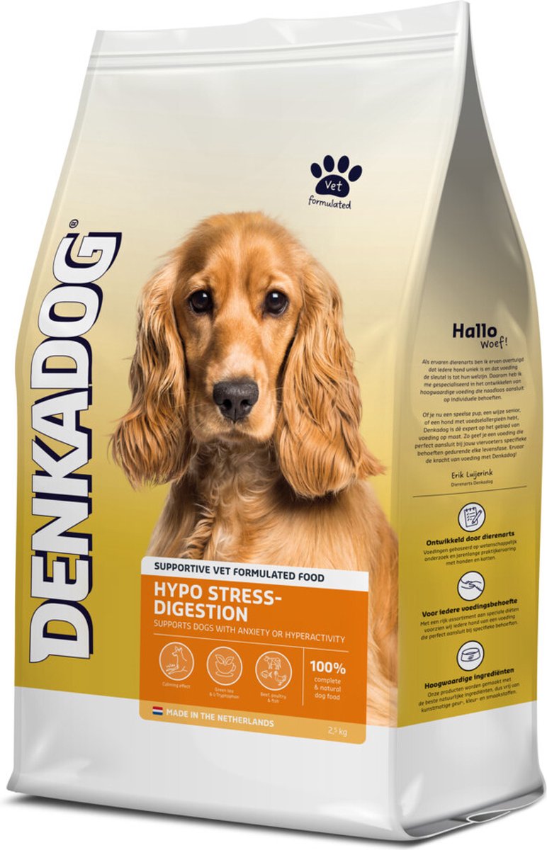 4x Denkadog Hondenvoer Hypo Stress Digestion 2,5 kg