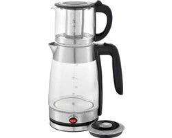 Schafer - Waterkoker - Caydanlik - Elektrische theepot -Turkse theepot - Waterkoker - Theepot - 1,8/0,8 liter - 2200W - Samovar - 2in1 - Caydanlik - Caymatik - Elektrische Turkse theemaker