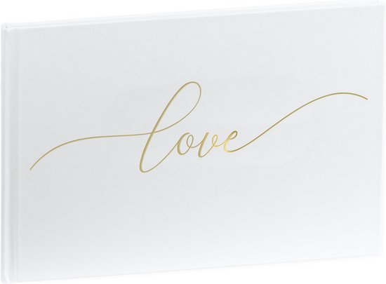 SecaDesign Gastenboek - LOVE - A4 formaat - wit / goud - receptieboek bruiloft