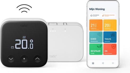 tado° Draadloze Slimme Thermostaat X - Starterskit - Smart Thermostaat - werkt met Google Home, Alexa & Apple Homekit - Zwart/Wit