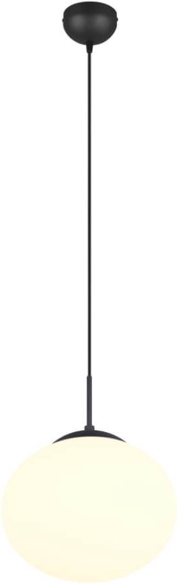 Ovale hanglamp Fomento Ø 30cm - zwart met wit glas - 363100132