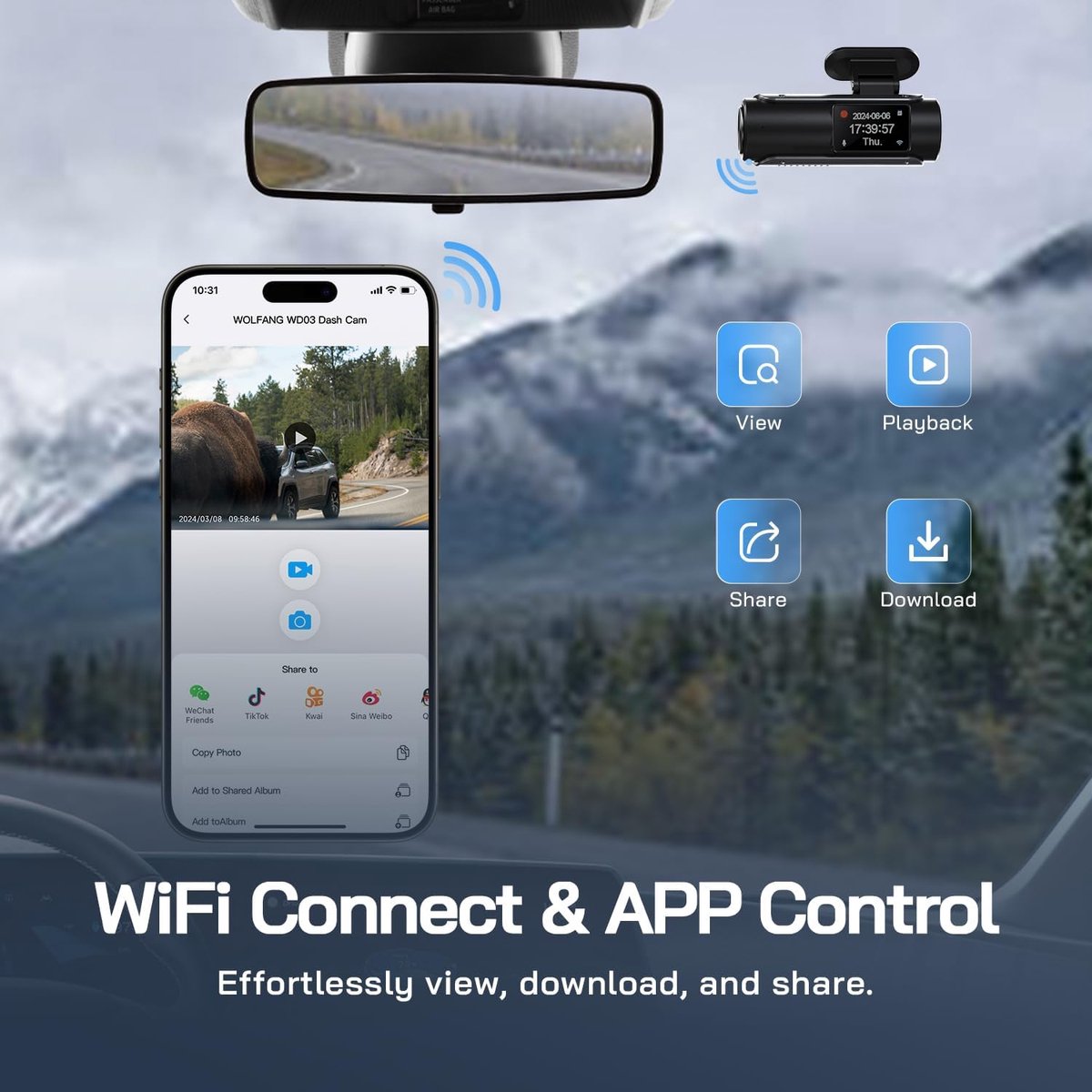 Lexium Dashcam voor auto - Dashcam - Dashcam voor auto voor en achter - Dashcam voor en achter - Dashcam voor en achter draadloos - Dual dashcam thumbnail 6