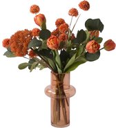 WinQ - Gebonden kunstbloemen Boeket In Oranje-incl vaas