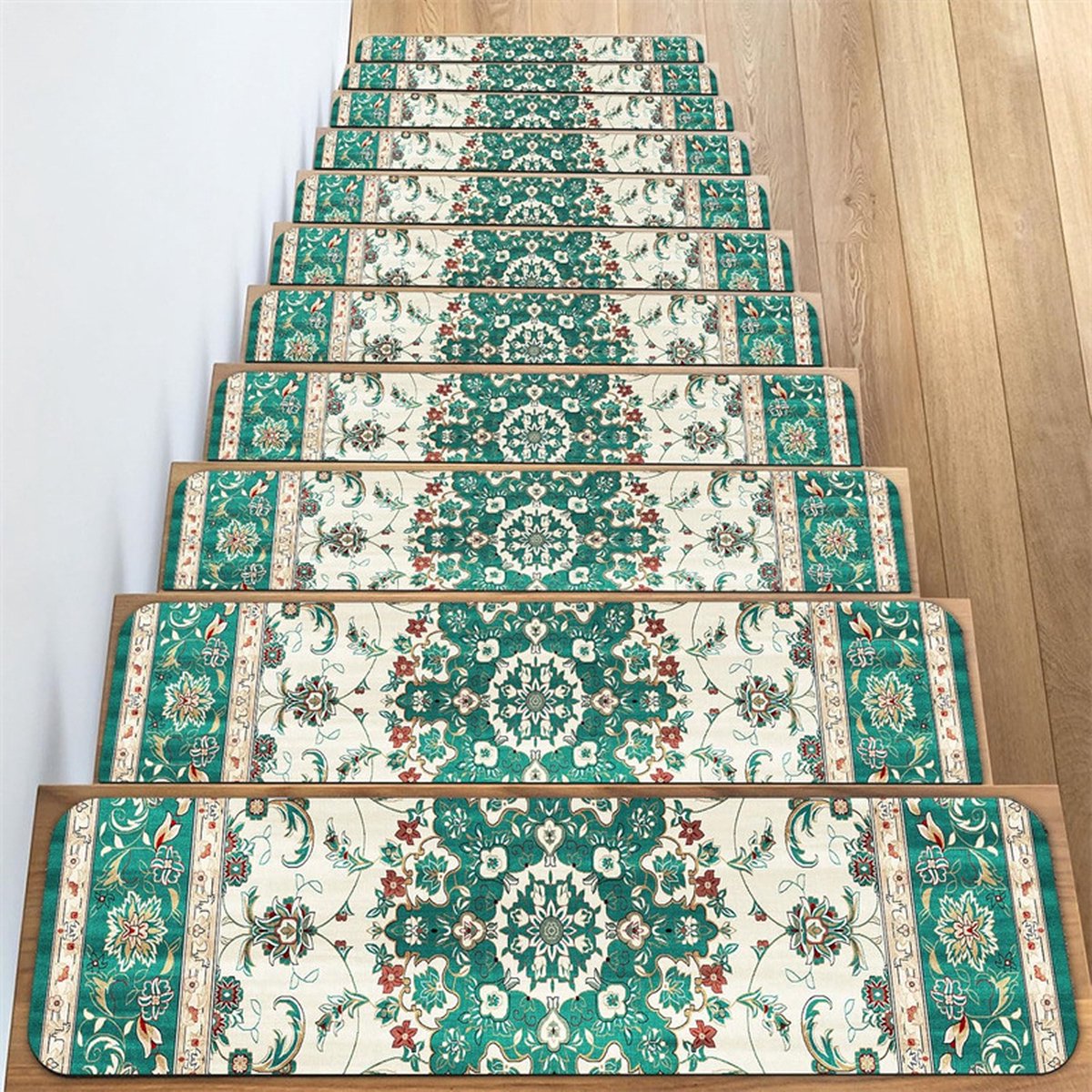 26*80CM Tapijt Traptreden Antislip Trapmatten Verwijderbaar Traptapijt 4-pack Veilige traptredebescherming Geschikt voor kinderen ouderen en huisdieren