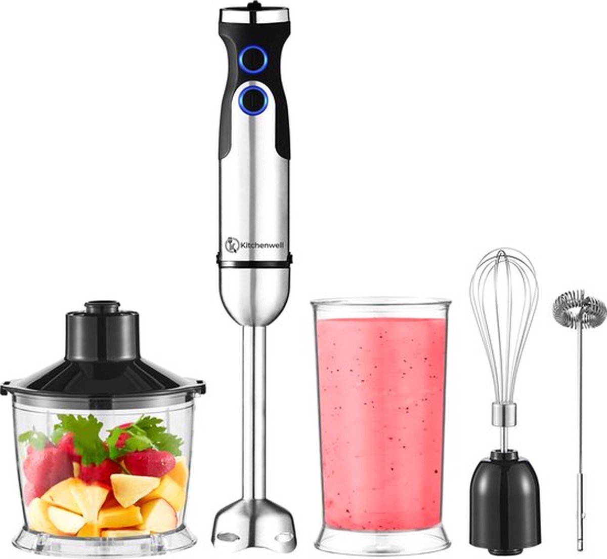 Kitchenwell 5-in-1 Staafmixer Set - 1200W - 21 snelheden - RVS