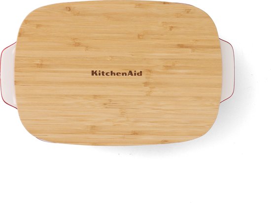 Casserole KitchenAid avec couvercle en bambou - grande - rouge empereur