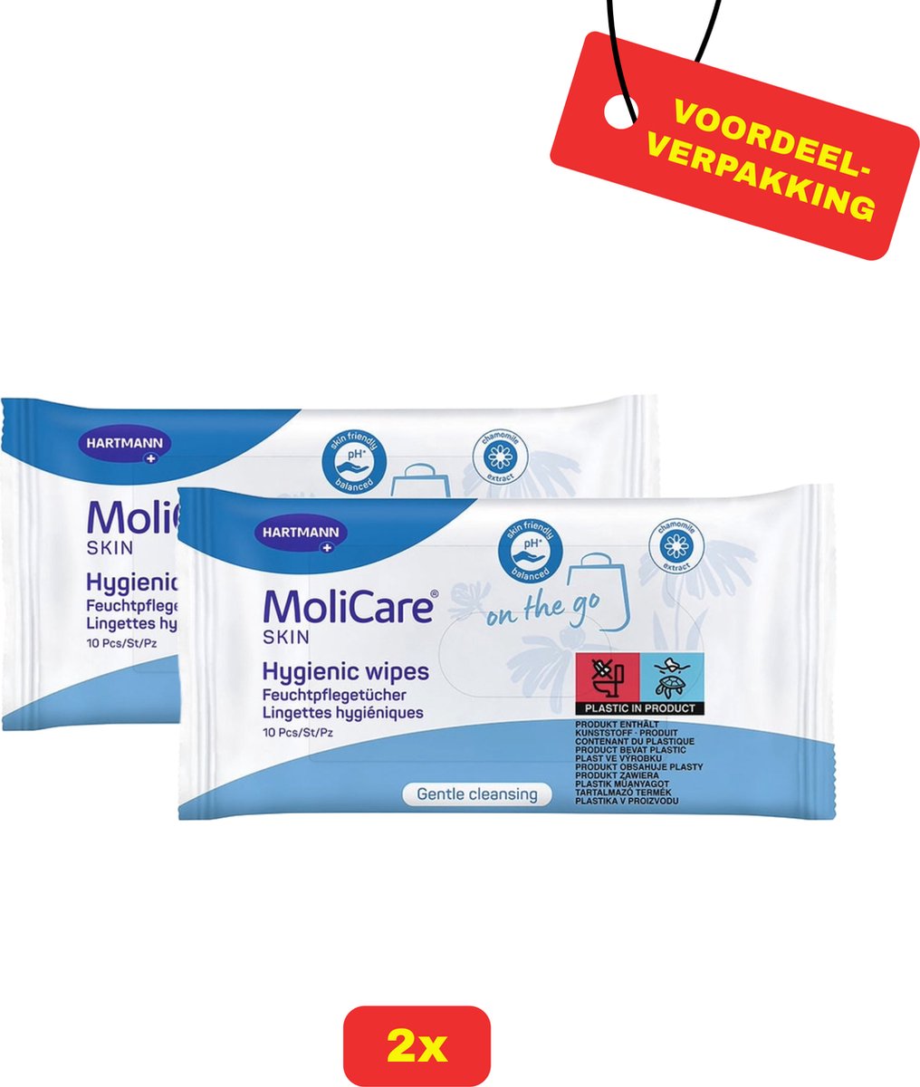Goedkoopste 2x Molicare Skin Vochtige Doekjes - 2x 10 stuks - Voordeelverpakking!