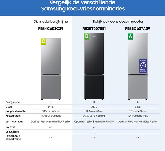 Samsung RB34C603CS9/EF - Koelvriescombinatie - Met Wi-Fi - 5 jaar garantie