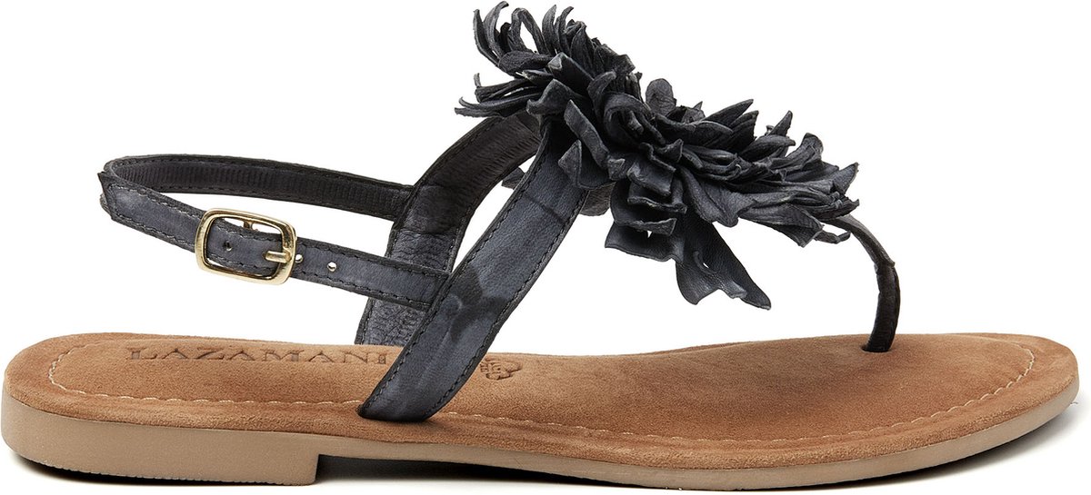 Sandales Noires à Talons MUGNAI Pointure 37 - Découpe Fleurs, Cuir - Neuves Sans Emballage
