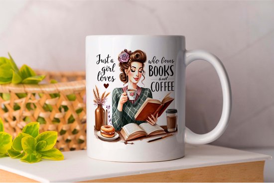Foto: Mok girl loves books and coffee sarcasticlaughs sassysarcasm humormenot funny sarcastischegrapjes geestigegrapjes humormeteenknipoog