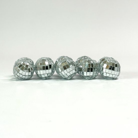 15 pièces petite boule disco miroir 3 cm 1,2 pouces de diamètre, ornements de boule de Noël, boule de décoration de scène de fête de gâteau, boule réfléchissante miroir disco (argent)
