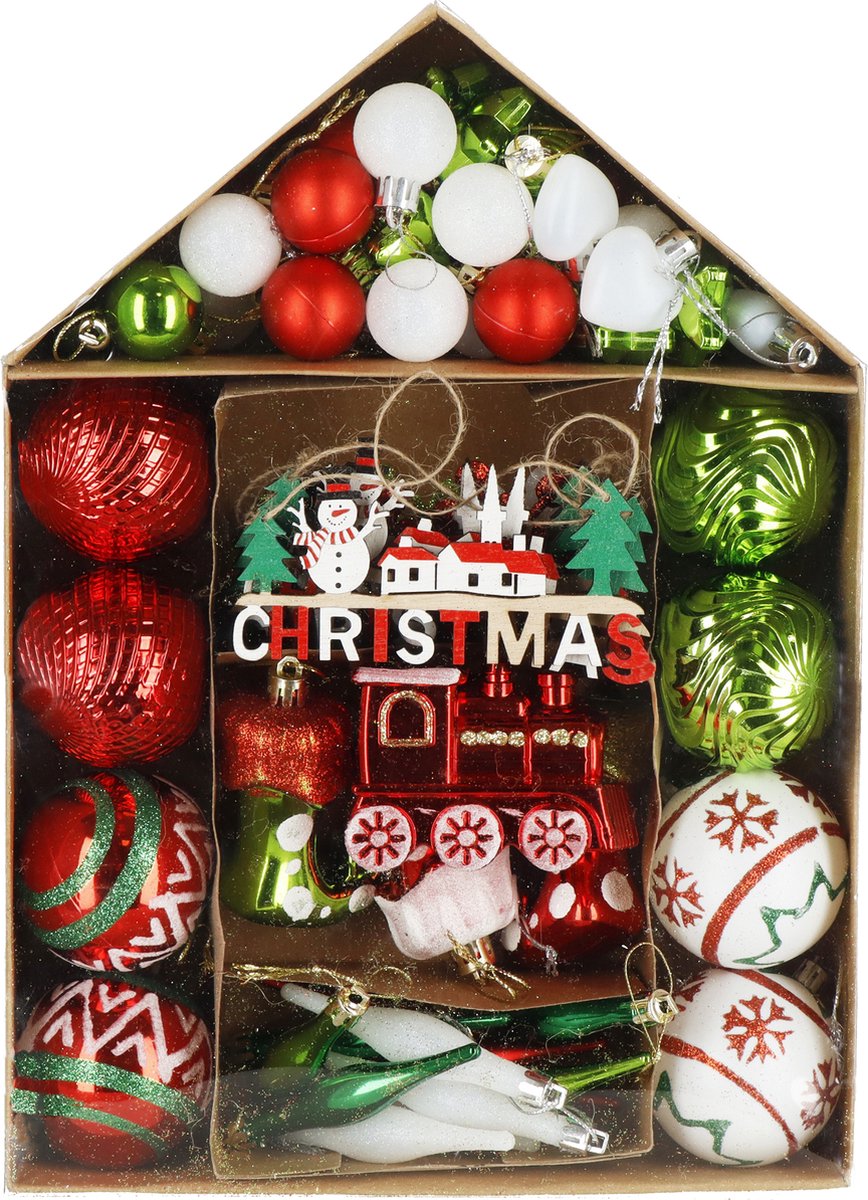 Springos Kerstballen | Kerstdecoratieset | 70 Stuks | Veelkleurig