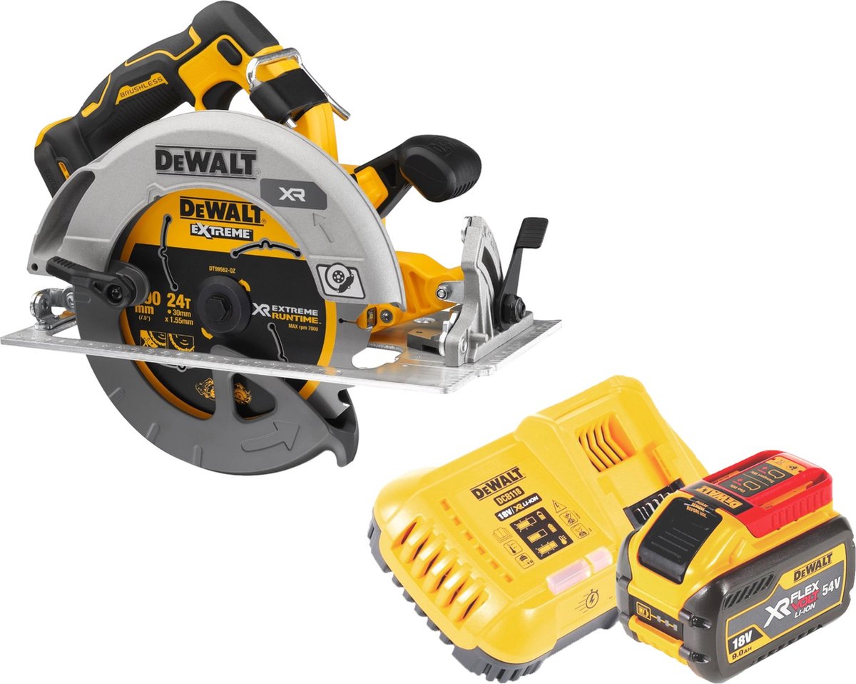 DeWalt DCS 573 X1 accucirkelzaag 18 V 190 x 30 mm borstelloos + 1x accu 9,0 Ah + lader