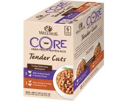 8x Wellness Core Kattenvoer Tender Cuts Selection 6-pack Kalkoen 6 x 85 gr
