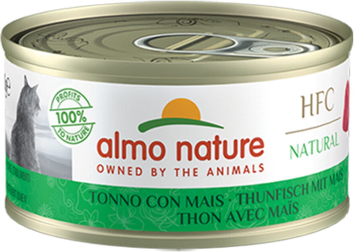 48x Almo Nature HFC Natural Kattenvoer Nat Blikje Tonijn & Mais 70 gr