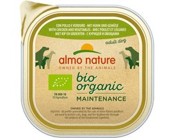 18x Almo Nature Bio Organic Maintenance Hondenvoer Nat Kip & Groenten 300 gr