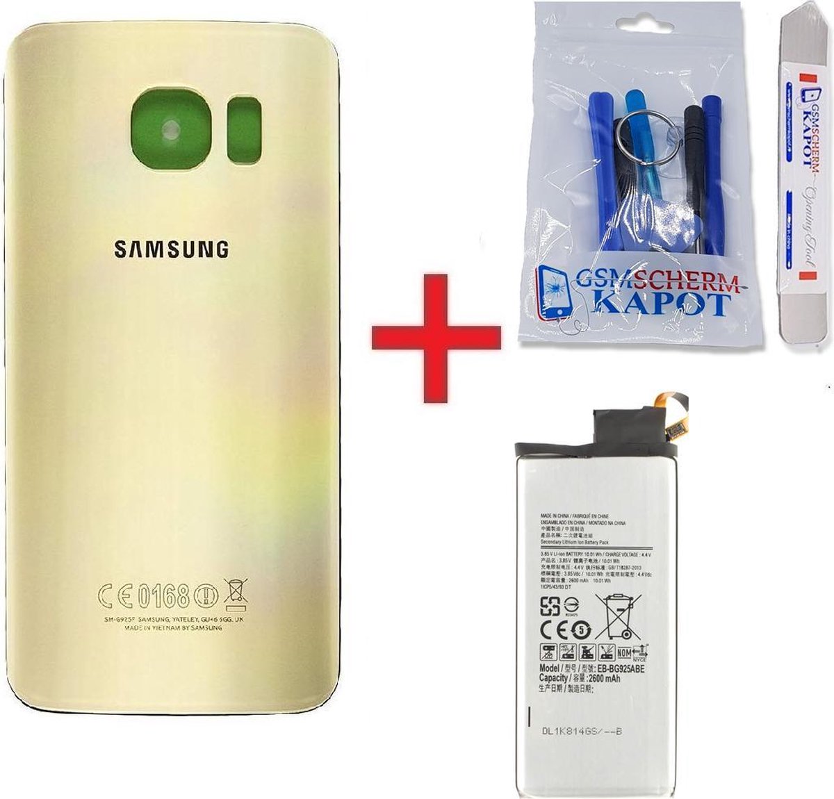 Achterkant + batterij geschikt voor Samsung Galaxy S6 Edge - goud