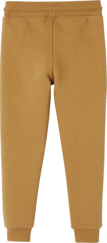Bruine joggingbroek voor jongens met elastische tailleband en boorden.