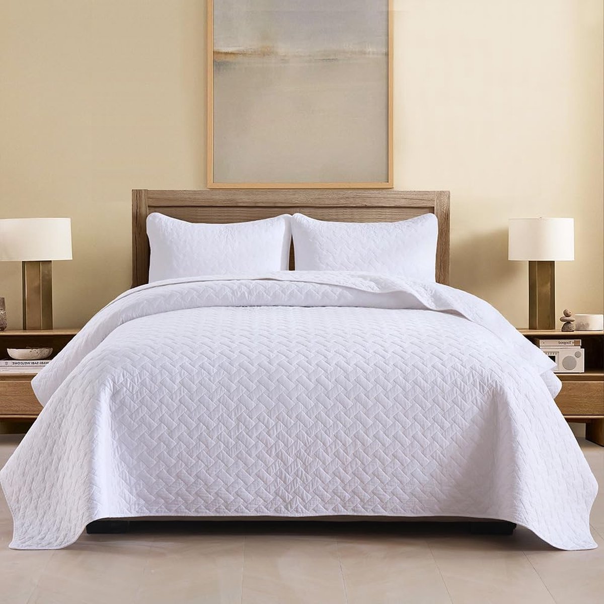 Goodivery ® Zachte Katoenen Bedsprei Set met Kussenslopen voor Tweepersoonsbed, 220 x 240 cm