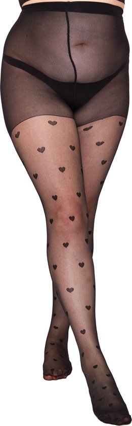 grande taille 30 deniers 56-58 noir avec des cœurs